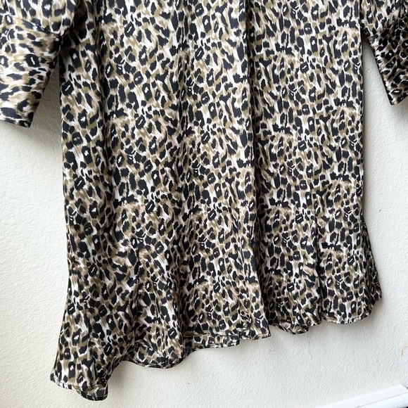 Equipment Femme Brown Black Leopard Print Shirt Mini Dress Long Sleeves Sz S - Picture 7 of 13